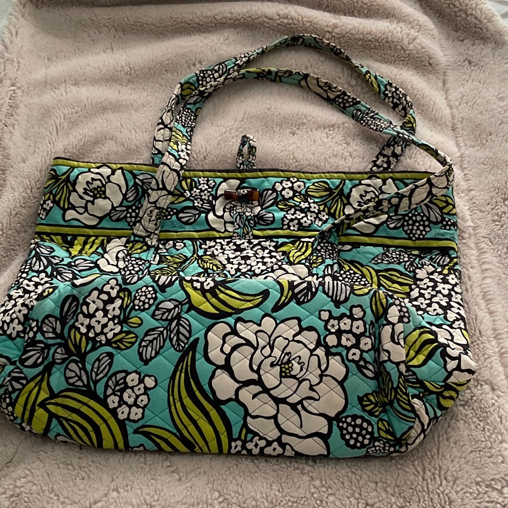 Vera Bradley Floral Tote Bag - Blue and Green